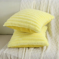 Faux Fur Striped Cushion Cover, 45 x 45 cm