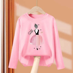 Girls’ Long-Sleeve Cotton T-Shirt – Fun Printed Spring Top