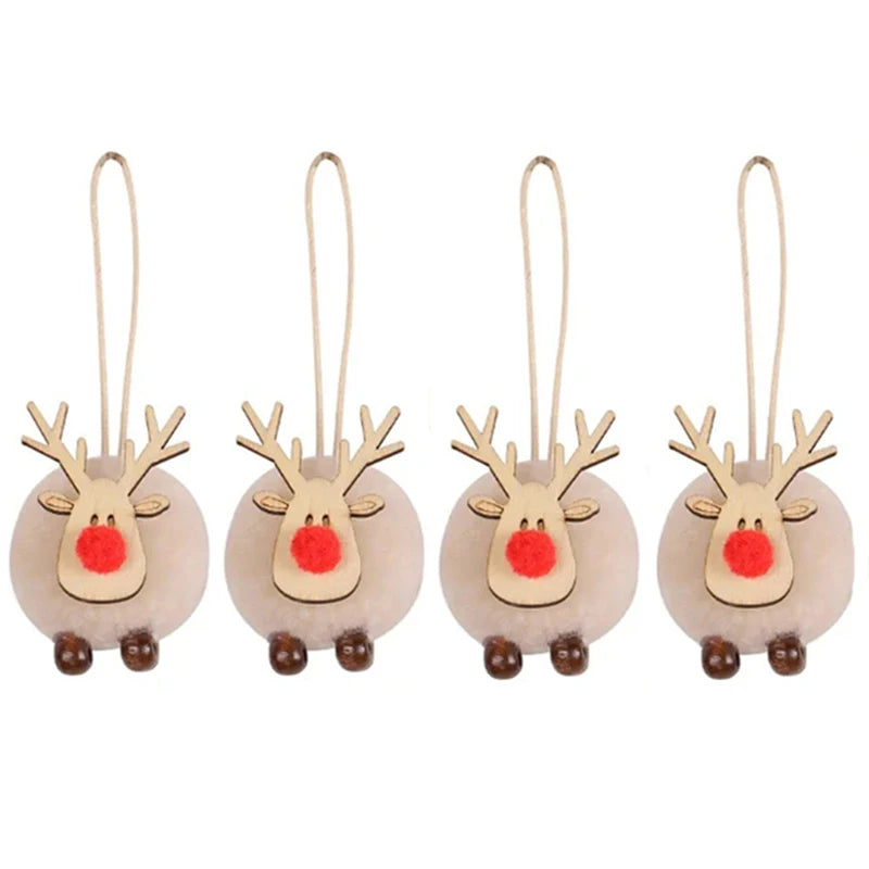 Felt Reindeer Christmas Decorations, Set of 4