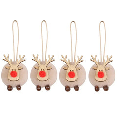 Felt Reindeer Christmas Decorations, Set of 4