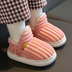 Kids' Striped Plush Slippers
