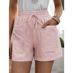 Women’s High-Waisted Linen Shorts – Casual Summer Sweatshorts with Pockets