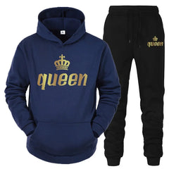 King & Queen Couple Tracksuit – Matching Hoodie & Joggers Set