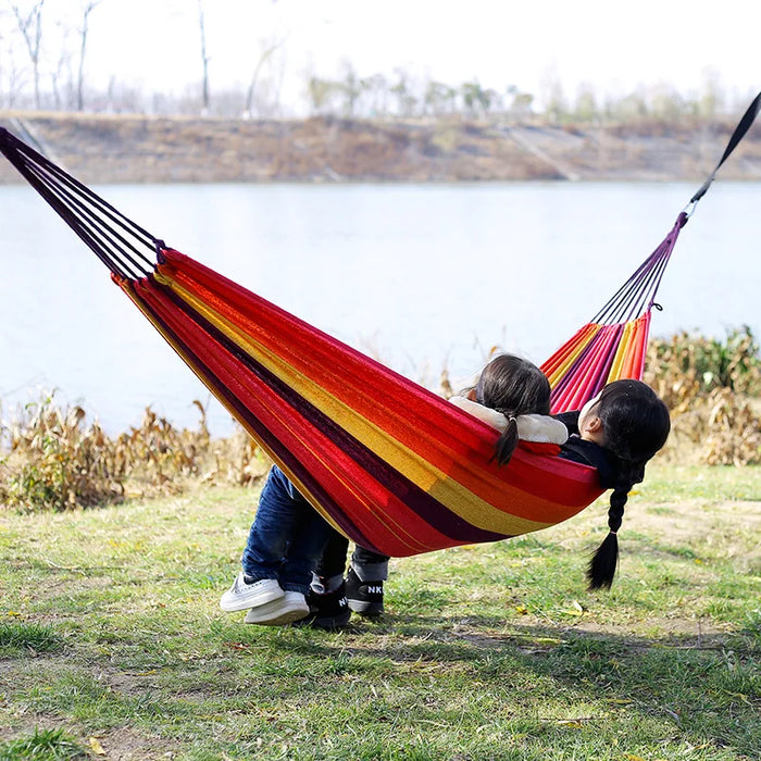 Multi-Functional Canvas Hammock, Indoor & Outdoor Striped Swing, image 2