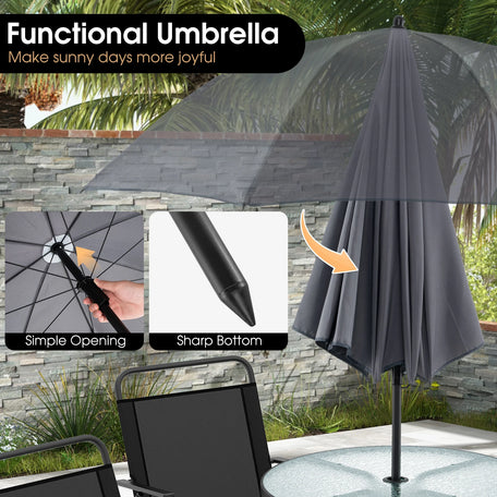 GOFLAME 6-Piece Outdoor Dining Set – Folding Chairs & Round Glass Table