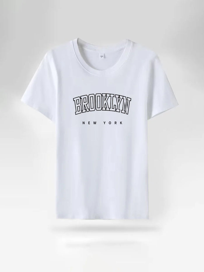 Brooklyn Letter Print Graphic T-Shirt, Y2K Harajuku Style, image 2