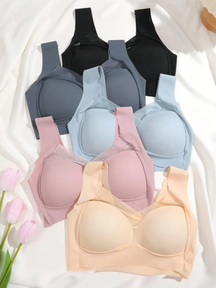 3-Piece Seamless Lace Bralette Set, Wireless Push-Up Sports Bra, image 2