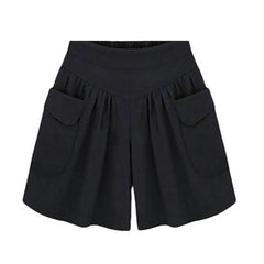 Women's Wide-Leg Casual Shorts – High Waist Loose Fit with Pockets