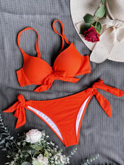 Sexy Front Bow Push-Up Bikini Set – High-Waist Two-Piece Swimsuit