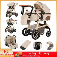 Luxurious 3-in-1 Baby Stroller – Portable High Landscape Folding Pram with Aluminum Frame