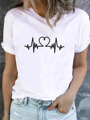 Trendy Graphic Print T-Shirt – Casual Short Sleeve Women’s Tee