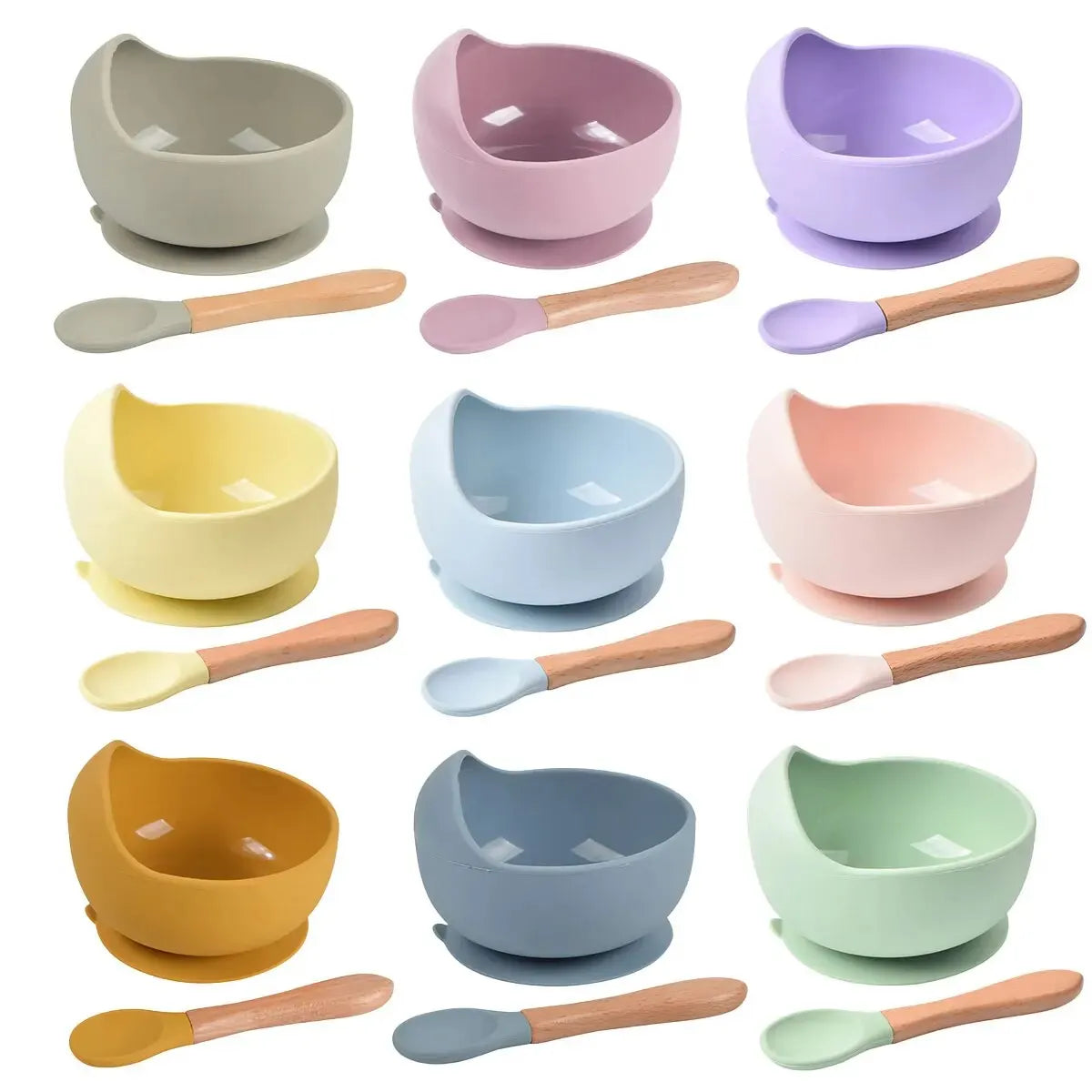 Silicone Suction Weaning Bowl and Spoon Set, 2 Piece