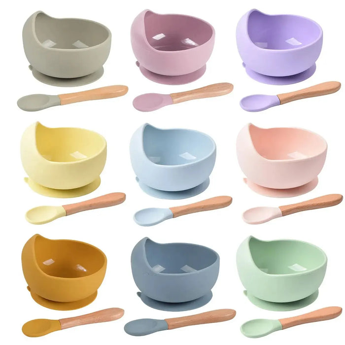 Silicone Suction Weaning Bowl and Spoon Set, 2 Piece