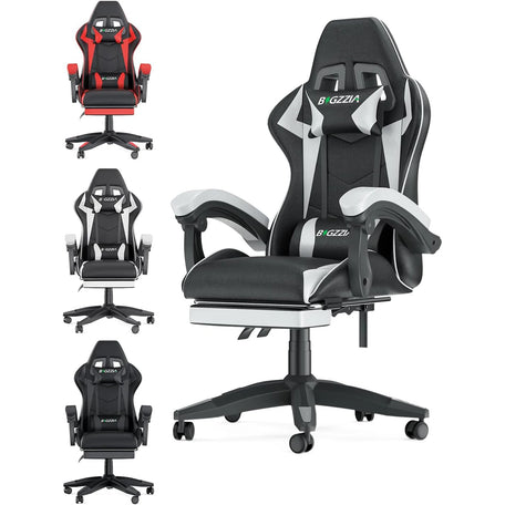 EliteGamer Ergonomic Gaming Chair – Reclining Chair with Footrest & Lumbar Support
