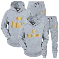 King & Queen Couple Tracksuit – Matching Hoodie & Joggers Set