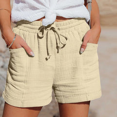Women's Cotton Linen High-Waisted Shorts – Breathable Summer Casual Wear