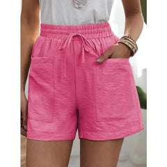 Women’s High-Waisted Linen Shorts – Casual Summer Sweatshorts with Pockets
