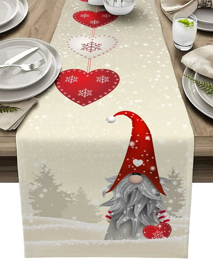 Christmas gnome table runner, Gnome and Hearts