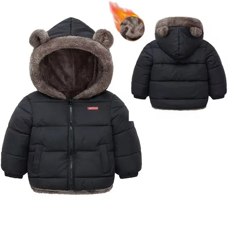 Kids' Fleece Lined Puffer Jacket with Bear Ears