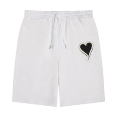 Men’s Designer Heart-Print Jogger Shorts – Hip Hop Casual Streetwear