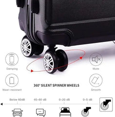 Kono 3-Piece Lightweight ABS Luggage Set – TSA Lock & 360° Spinner Wheels