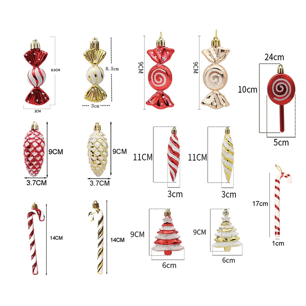 Red and White Candy Christmas Tree Decorations