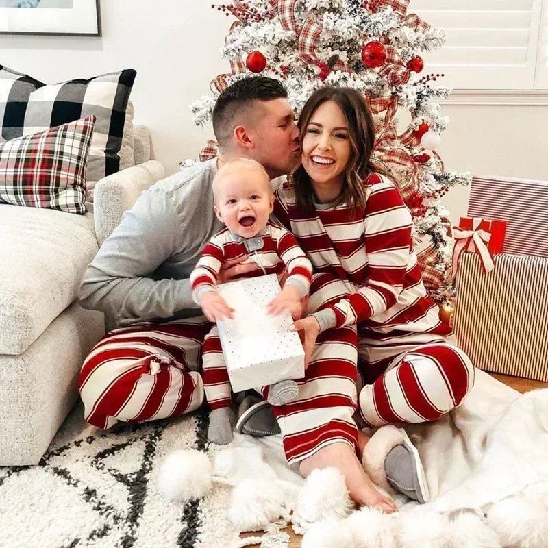 Striped Family Christmas Pyjamas Set - Festive and Cosy