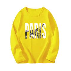 Girls' Paris Eiffel Tower Long-Sleeve Cotton T-Shirt