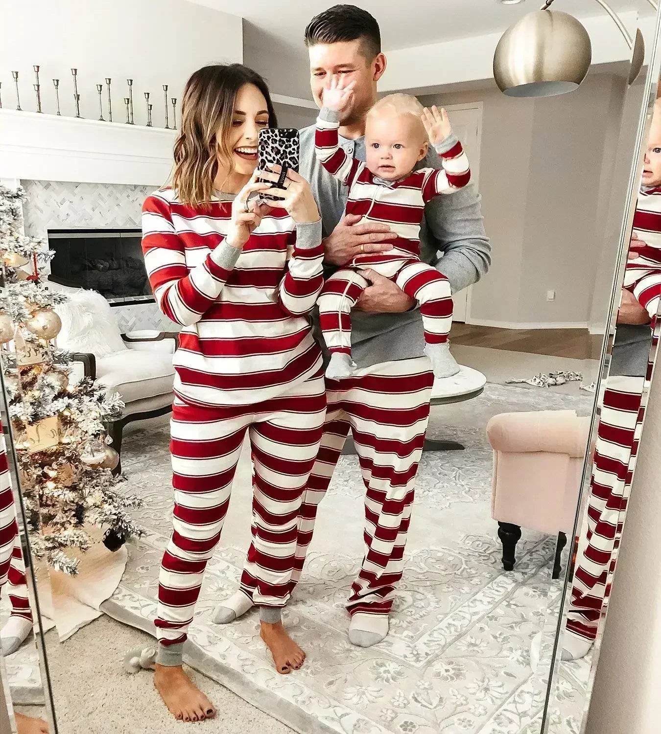 Striped Family Christmas Pyjamas Set - Festive and Cosy