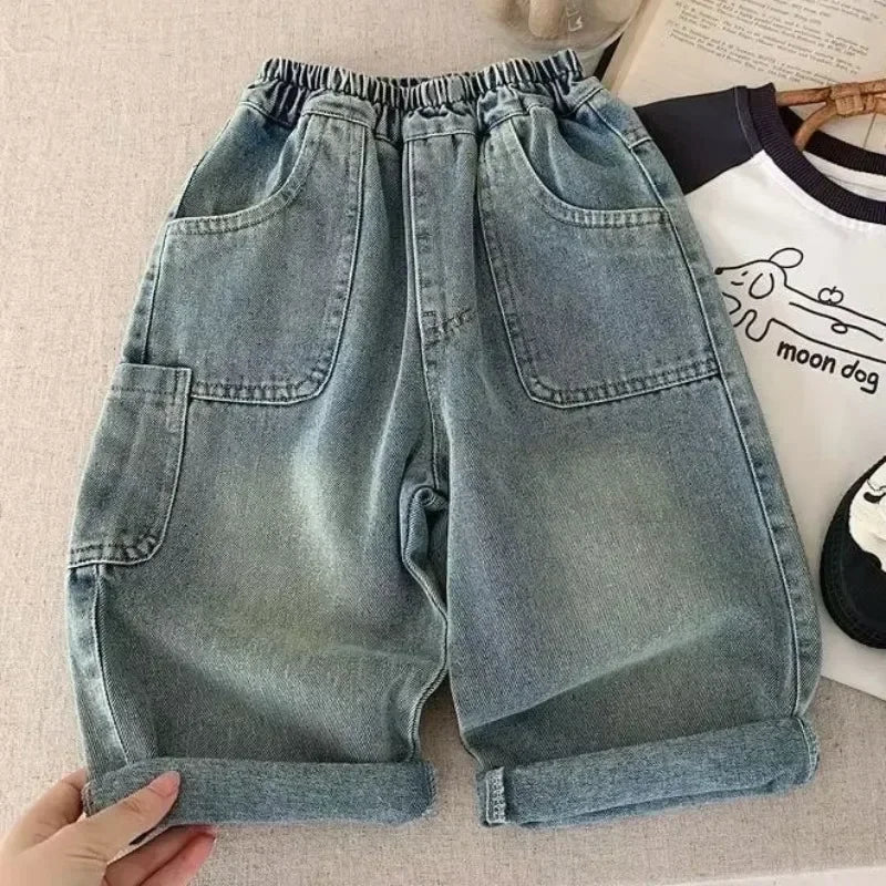 Kids' Wide Leg Jeans with Big Pockets
