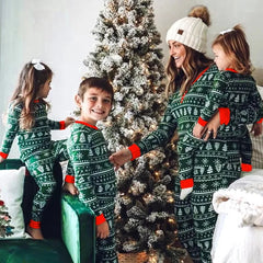 Matching Family Christmas Pyjamas, Green Fair Isle Print