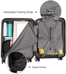 Kono 3-Piece Lightweight ABS Luggage Set – TSA Lock & 360° Spinner Wheels