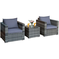 GOFLAME 3-Piece Wicker Patio Set – All-Weather Rattan Sofa & Table