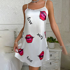 Floral Satin Nightdress – Sexy Sleeveless Silk Sleepwear