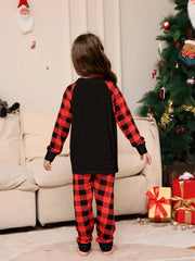 Festive Family Pyjama Set - Red Antler Top & Plaid Pants