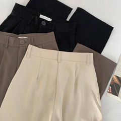 Women's High-Waisted Straight-Leg Trousers – Elegant Office & Casual Suit Pants