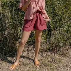 Women's 100% Cotton Muslin Shorts – High Waist Wide-Leg Summer Shorts