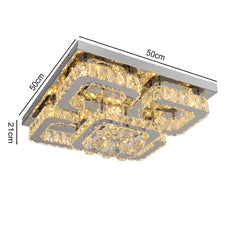 KOMORE Modern Crystal LED Flush Mount Ceiling Light – 68W, Dimmable, Cool White