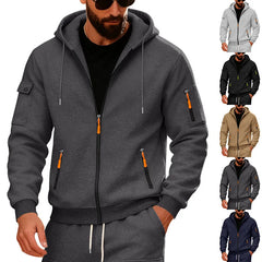 Fleece Zipper Arm Pocket Men's Hoodie