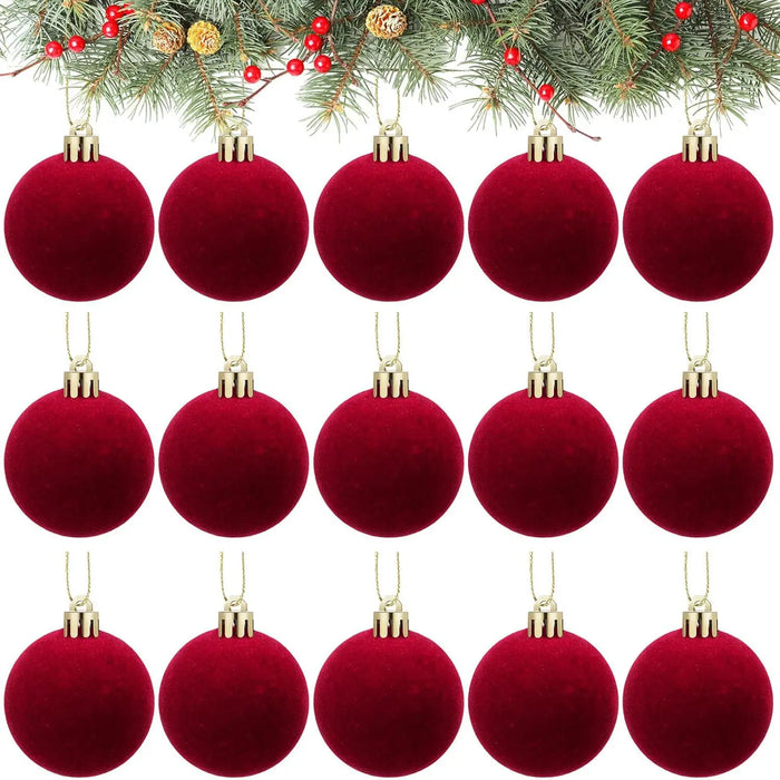 Wine red velvet Christmas baubles, photo 1