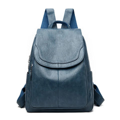 Women's Large Capacity PU Leather Backpack – Stylish Travel & School Bag