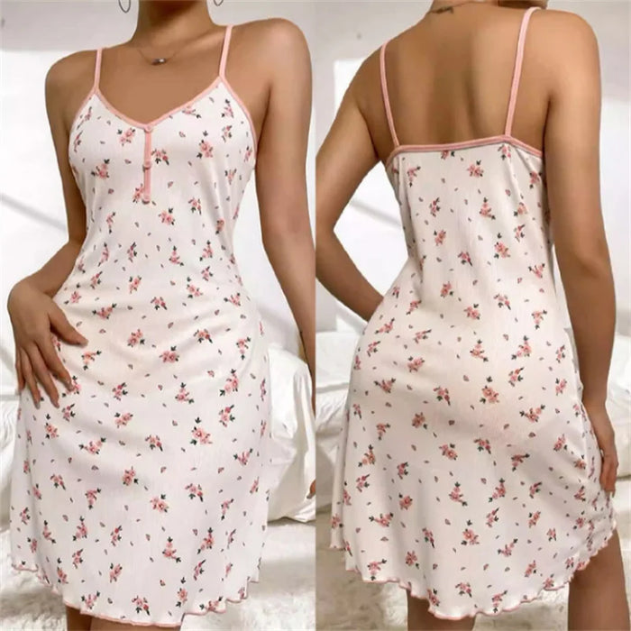 Sweet Floral V-Neck Nightdress