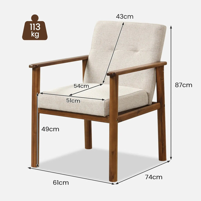 GOFLAME Modern Linen Accent Chair, Upholstered Armchair with Wooden Legs, image 2