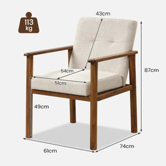 GOFLAME Modern Linen Accent Chair – Upholstered Armchair with Wooden Legs