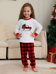 Festive Family Pyjama Set - Red & Green Plaid with Elk Design