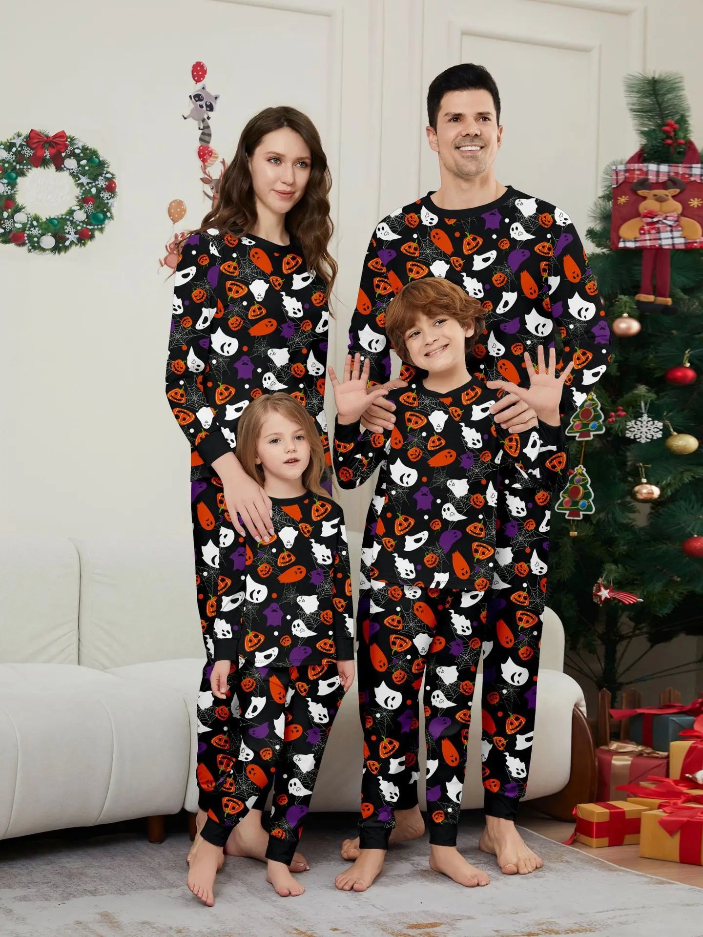 Festive Skull Family Pyjama Set for Cosy Nights