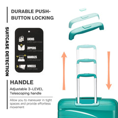 Kono 4-Piece Hard Shell Luggage Set – Lightweight, TSA Lock & Spinner Wheels