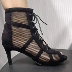 Elegance in Lace: Open Toe Heels