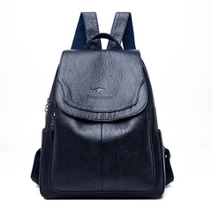 Women's Large Capacity PU Leather Backpack – Stylish Travel & School Bag