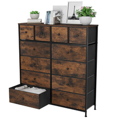 12-Drawer Storage Tower – Fabric Chest of Drawers with Wooden Top